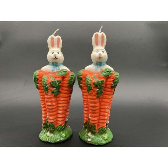 Vintage Easter Rabbit And Carrot Decorative Candles - Picture 1 of 10